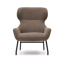 Load image into Gallery viewer, Belina chenille armchair in light brown and steel with black finish FSC 100% - image 7