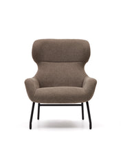 Load image into Gallery viewer, Belina chenille armchair in light brown and steel with black finish FSC 100% - image 8