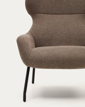 Load image into Gallery viewer, Belina chenille armchair in light brown and steel with black finish FSC 100% - image 12