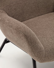 Load image into Gallery viewer, Belina chenille armchair in light brown and steel with black finish FSC 100% - image 13