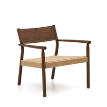 Load image into Gallery viewer, Yalia armchair in solid oak with a walnut finish and paper rope seat FSC 100%