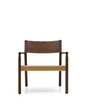 Load image into Gallery viewer, Yalia armchair in solid oak with a walnut finish and paper rope seat FSC 100% - image 8
