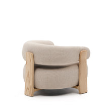 Load image into Gallery viewer, Granite beige chenille armchair with solid ash wood legs in a natural tone finish FSC 100% - image 3