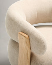 Load image into Gallery viewer, Granite beige chenille armchair with solid ash wood legs in a natural tone finish FSC 100% - image 8