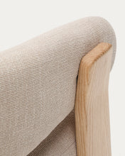 Load image into Gallery viewer, Granite beige chenille armchair with solid ash wood legs in a natural tone finish FSC 100% - image 9