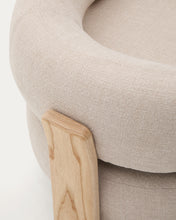 Load image into Gallery viewer, Granite beige chenille armchair with solid ash wood legs in a natural tone finish FSC 100% - image 10