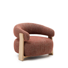 Load image into Gallery viewer, Granite terracotta chenille armchair with solid ash wood legs in a natural tone finish FSC 100%