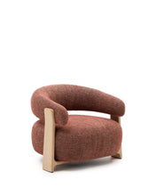 Load image into Gallery viewer, Granite terracotta chenille armchair with solid ash wood legs in a natural tone finish FSC 100% - image 2