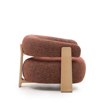 Load image into Gallery viewer, Granite terracotta chenille armchair with solid ash wood legs in a natural tone finish FSC 100% - image 3