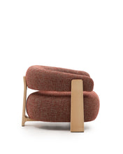 Load image into Gallery viewer, Granite terracotta chenille armchair with solid ash wood legs in a natural tone finish FSC 100% - image 4