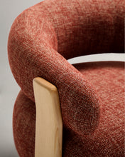 Load image into Gallery viewer, Granite terracotta chenille armchair with solid ash wood legs in a natural tone finish FSC 100% - image 12