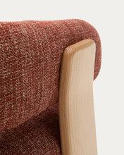 Load image into Gallery viewer, Granite terracotta chenille armchair with solid ash wood legs in a natural tone finish FSC 100% - image 14