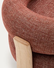 Load image into Gallery viewer, Granite terracotta chenille armchair with solid ash wood legs in a natural tone finish FSC 100% - image 15