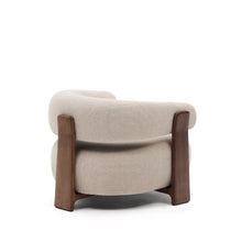 Load image into Gallery viewer, Granite beige chenille armchair with solid ash wood legs in a walnut finish FSC 100% - image 3