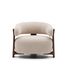 Load image into Gallery viewer, Granite beige chenille armchair with solid ash wood legs in a walnut finish FSC 100% - image 4
