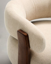 Load image into Gallery viewer, Granite beige chenille armchair with solid ash wood legs in a walnut finish FSC 100% - image 8