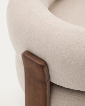 Load image into Gallery viewer, Granite beige chenille armchair with solid ash wood legs in a walnut finish FSC 100% - image 11
