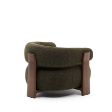 Load image into Gallery viewer, Granite green chenille armchair with solid ash wood legs in a walnut finish FSC 100% - image 3