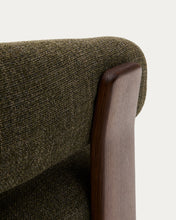 Load image into Gallery viewer, Granite green chenille armchair with solid ash wood legs in a walnut finish FSC 100% - image 12
