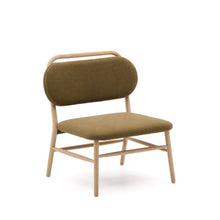 Load image into Gallery viewer, Helda armchair in green chenille and FSC Mix Credit solid oak wood