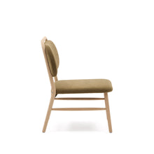 Load image into Gallery viewer, Helda armchair in green chenille and FSC Mix Credit solid oak wood - image 2