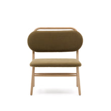 Load image into Gallery viewer, Helda armchair in green chenille and FSC Mix Credit solid oak wood - image 4