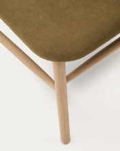 Load image into Gallery viewer, Helda armchair in green chenille and FSC Mix Credit solid oak wood - image 8
