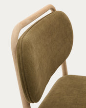 Load image into Gallery viewer, Helda armchair in green chenille and FSC Mix Credit solid oak wood - image 9