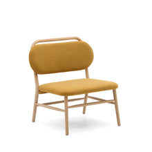 Load image into Gallery viewer, Helda armchair in mustard-coloured chenille and FSC Mix Credit solid oak wood