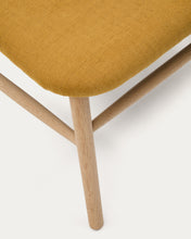 Load image into Gallery viewer, Helda armchair in mustard-coloured chenille and FSC Mix Credit solid oak wood - image 8
