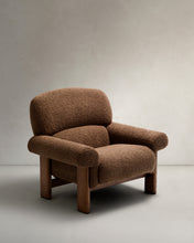 Load image into Gallery viewer, Nema armchair in taupe bouclé with solid ash wood legs in a walnut finish FSC 100% - image 2