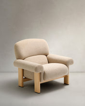 Load image into Gallery viewer, Nema armchair in beige chenille with solid ash wood legs in a natural finish FSC 100% - image 2