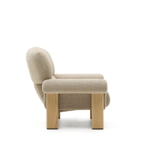 Load image into Gallery viewer, Nema armchair in beige chenille with solid ash wood legs in a natural finish FSC 100% - image 3