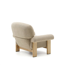 Load image into Gallery viewer, Nema armchair in beige chenille with solid ash wood legs in a natural finish FSC 100% - image 5