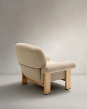 Load image into Gallery viewer, Nema armchair in beige chenille with solid ash wood legs in a natural finish FSC 100% - image 6