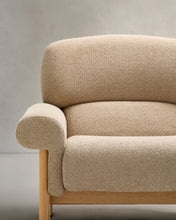 Load image into Gallery viewer, Nema armchair in beige chenille with solid ash wood legs in a natural finish FSC 100% - image 8