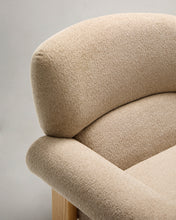 Load image into Gallery viewer, Nema armchair in beige chenille with solid ash wood legs in a natural finish FSC 100% - image 9