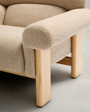 Load image into Gallery viewer, Nema armchair in beige chenille with solid ash wood legs in a natural finish FSC 100% - image 10