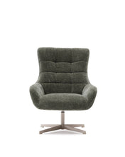 Load image into Gallery viewer, Teryl swivel green chenille armchair with grey-finished metal, FSC 100% - image 4