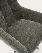 Load image into Gallery viewer, Teryl swivel green chenille armchair with grey-finished metal, FSC 100% - image 7