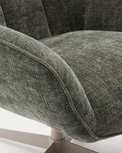 Load image into Gallery viewer, Teryl swivel green chenille armchair with grey-finished metal, FSC 100% - image 8