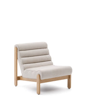 Load image into Gallery viewer, Magira beige armchair in solid oak wood with natural finish