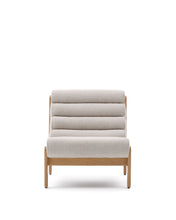 Load image into Gallery viewer, Magira beige armchair in solid oak wood with natural finish - image 4