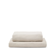 Load image into Gallery viewer, Zenira beige cotton and linen footrest cover 90 x 90cm