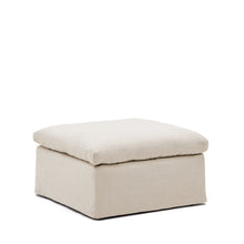 Load image into Gallery viewer, Zenira beige cotton and linen footrest with removable cover and cushion 90 x 90cm