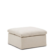 Load image into Gallery viewer, Zenira beige cotton and linen footrest with removable cover and cushion 90 x 90cm - image 2