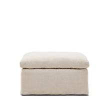 Load image into Gallery viewer, Zenira beige cotton and linen footrest with removable cover and cushion 90 x 90cm - image 4