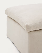Load image into Gallery viewer, Zenira beige cotton and linen footrest with removable cover and cushion 90 x 90cm - image 7