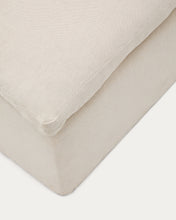 Load image into Gallery viewer, Zenira beige cotton and linen footrest with removable cover and cushion 90 x 90cm - image 8