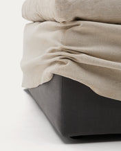 Load image into Gallery viewer, Zenira beige cotton and linen footrest with removable cover and cushion 90 x 90cm - image 9